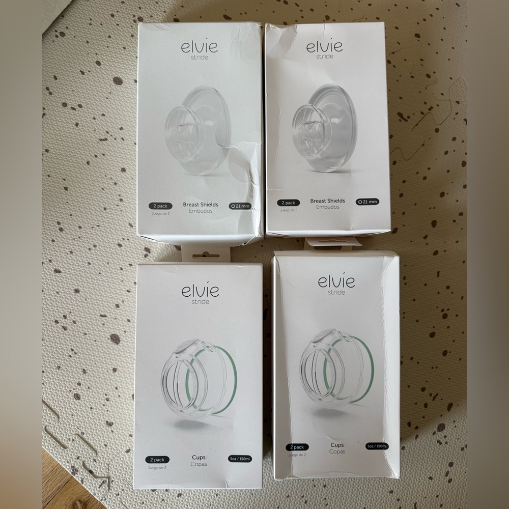 NEW Elvie Stride Transparent Breast Shields & Cups (2 Pack of Each)